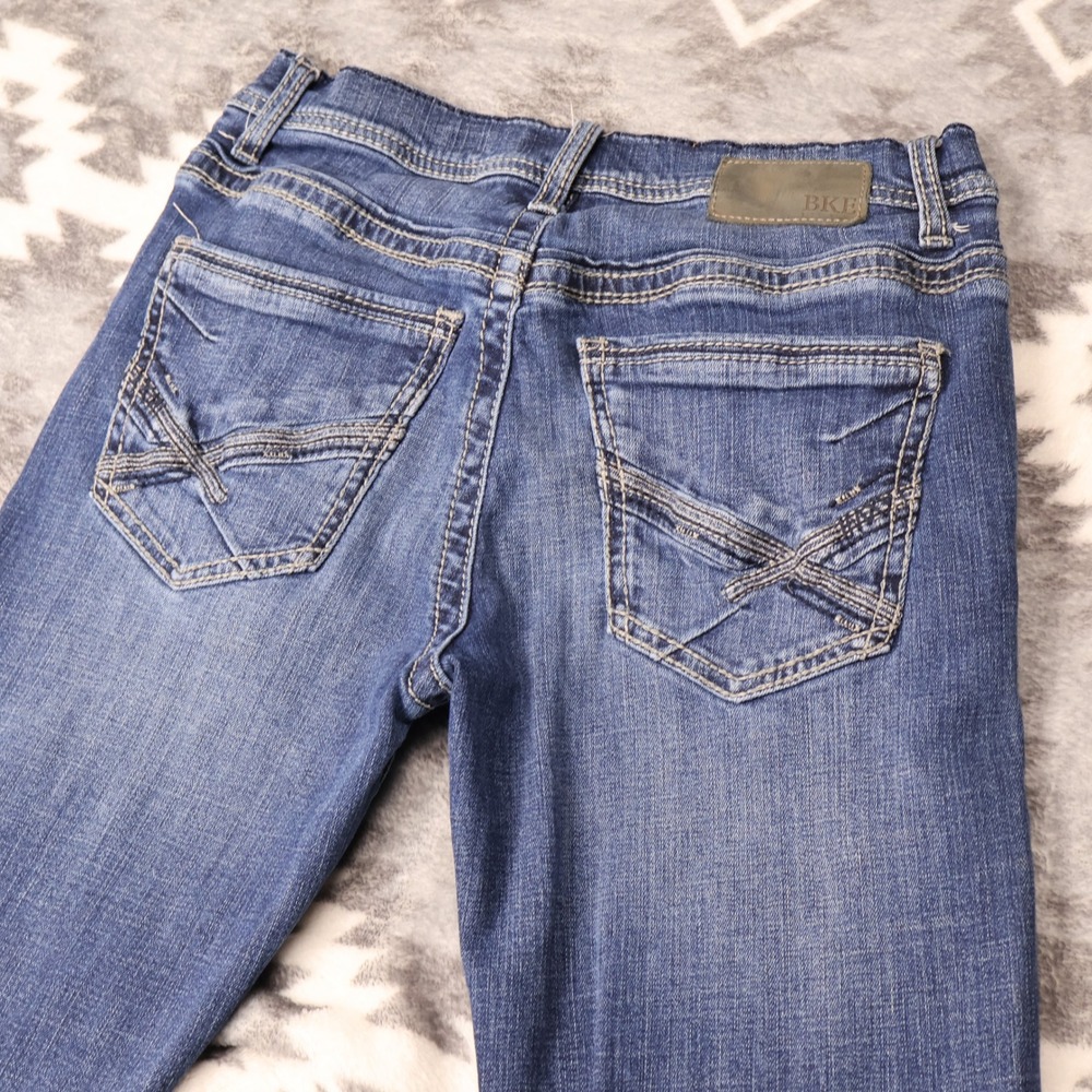 BKE Alan Bootcut Jeans Mens 30x34(32") Medium Wash Blue Denim Y2K Embroidery